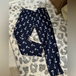 Navy Anchor Print Women's Pants